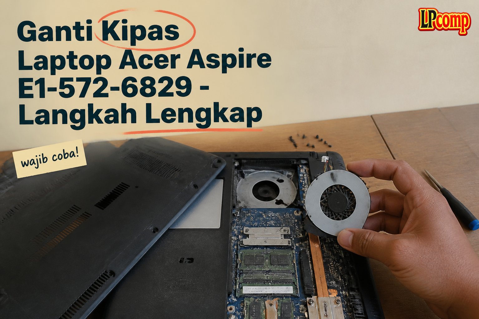 Ganti Kipas Laptop Acer Aspire E1-572-6829 - Langkah Lengkap