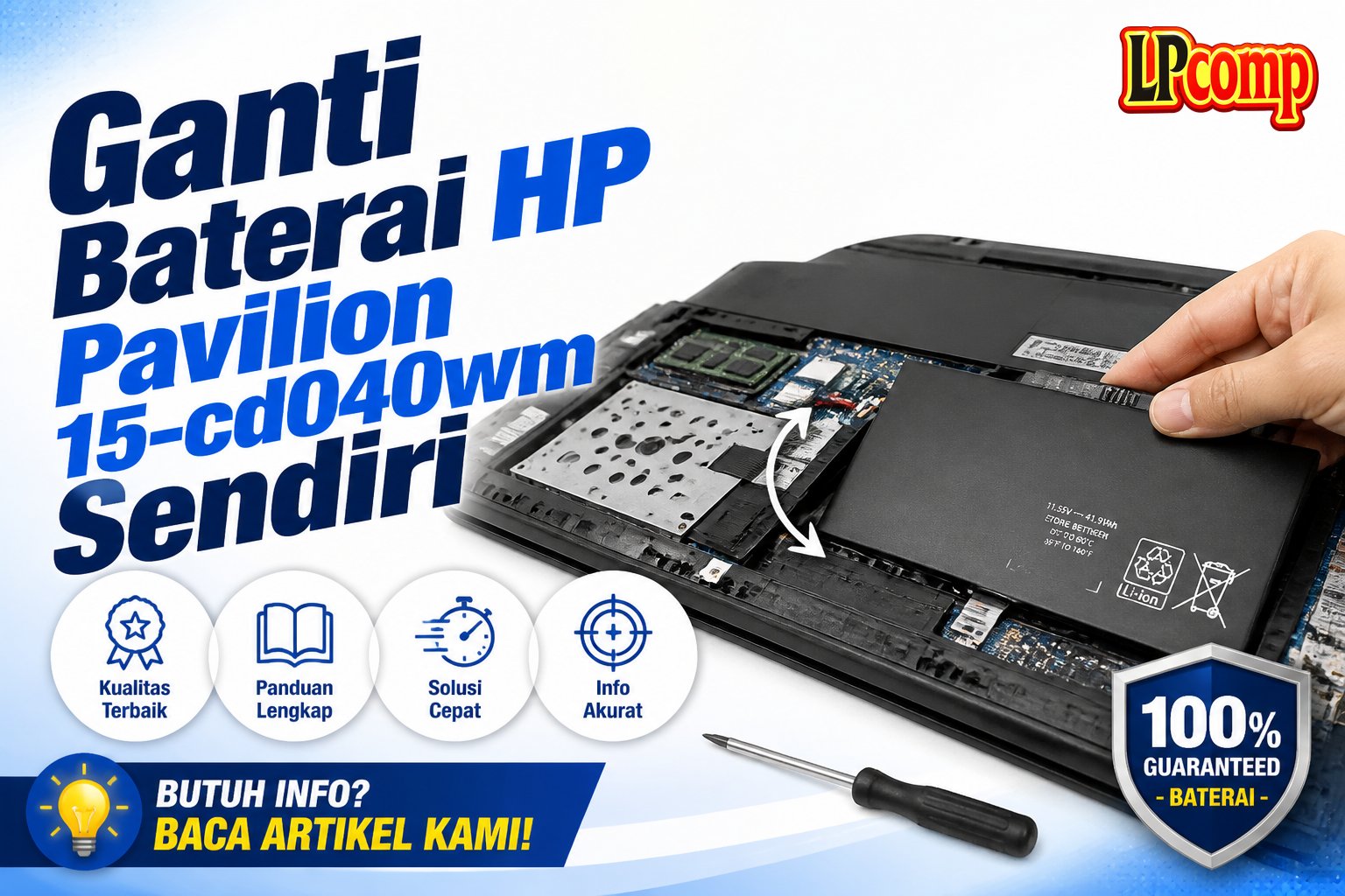 Ganti Baterai HP Pavilion 15-cd040wm Sendiri