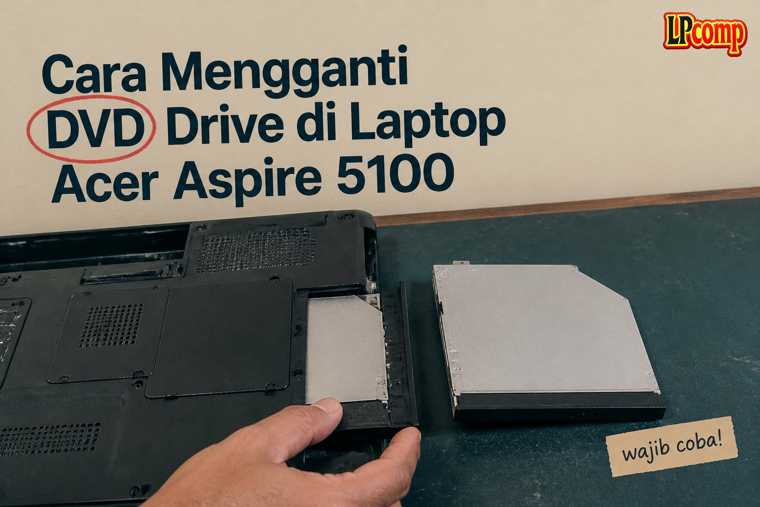 Cara Mengganti DVD Drive di Laptop Acer Aspire 5100