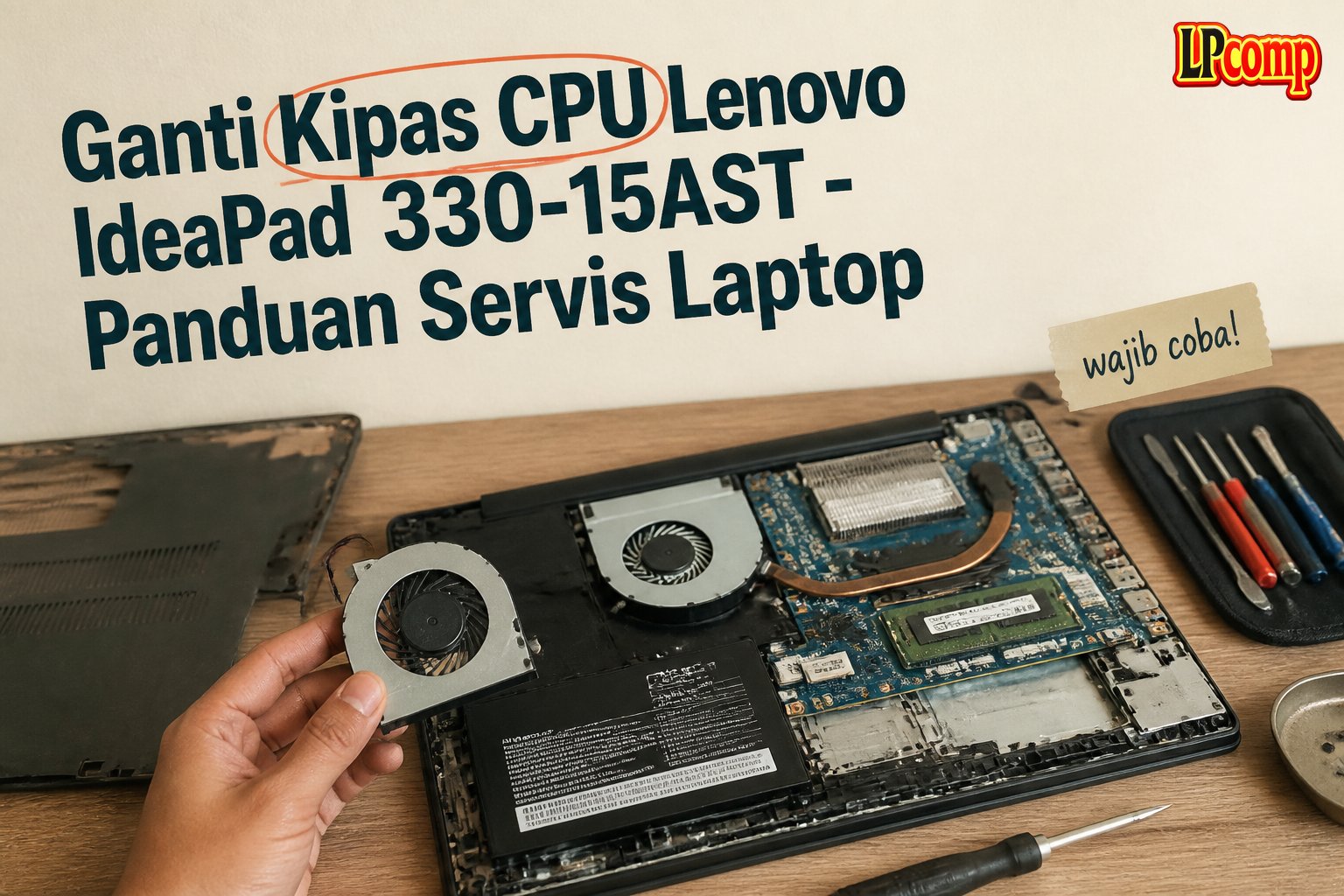 Ganti Kipas CPU Lenovo IdeaPad 330-15AST - Panduan Servis Laptop