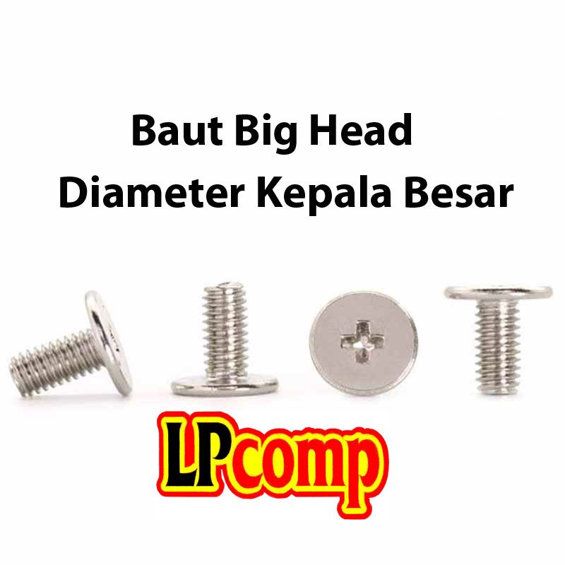Baut Big Head M2 M2.5 M3 Stainless Steel SS304 Sekrup Kepala Besar 7mm - Screw 2mm 2.5mm 3mm