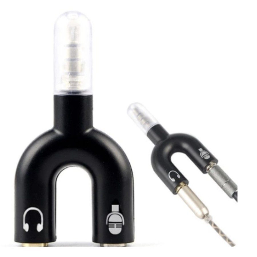 Audio Splitter Jack 3.5mm to dual female U Shape 2in1 (Mic & Audio)