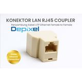 Konektor LAN RJ45 Coupler Penyambung Kabel UTP Ethernet Female to Female 100Mbps CAT6 - foto 1