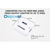 Konverter VGA to HDMI Active Mini Audio Video Output Adapter PC ke TV Projector Converter DC 5v - foto 5