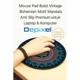 Mouse Pad Bulat Vintage Bohemian Motif Mandala Anti Slip Diameter 20cm Estetik - foto 2