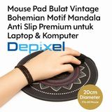 Mouse Pad Bulat Vintage Bohemian Motif Mandala Anti Slip Diameter 20cm Estetik - foto 1