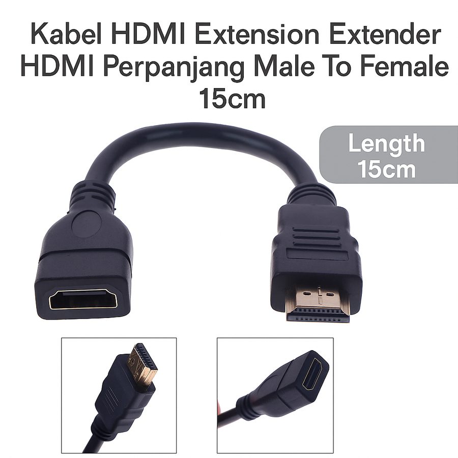 Kabel HDMI Extension Extender Male to Female Perpanjang Port HDMI Fleksibel 20cm