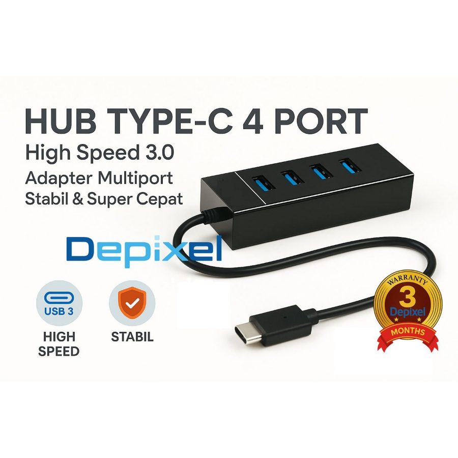USB Hub 3.0 4 Port High Speed 5Gbps Splitter Adapter Laptop PC Windows Linux MacOS Depixel