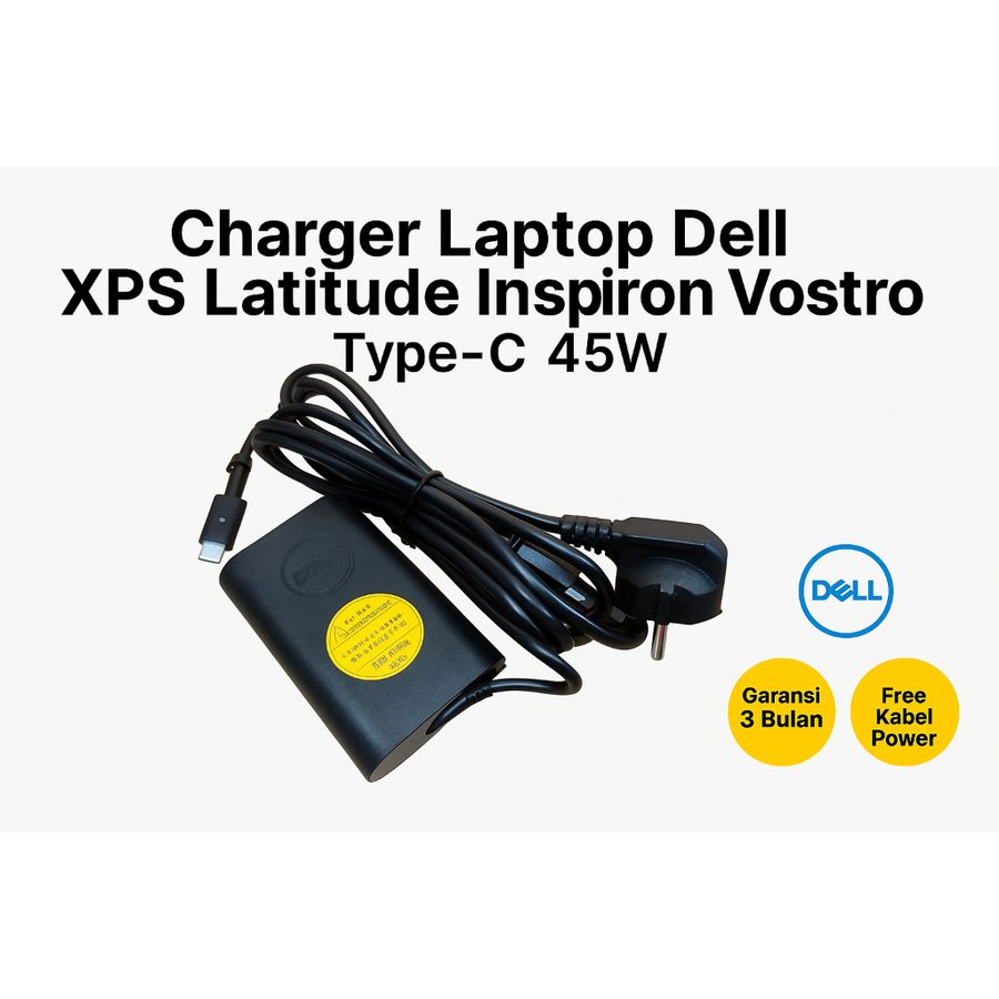 Charger Casan Adaptor XPS 13 9300 9310 9315 9360 9365 9370 9380 Type-C 45W