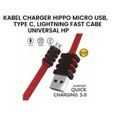 Kabel Charger Hippo Micro USB, Type C, Lightning Fast Charging Data Cable Universal HP - foto 1