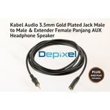Kabel Audio AUX 3.5mm Gold Plated Male to Male Extender Speaker Headphone 1.5m 3m 5m - foto 2
