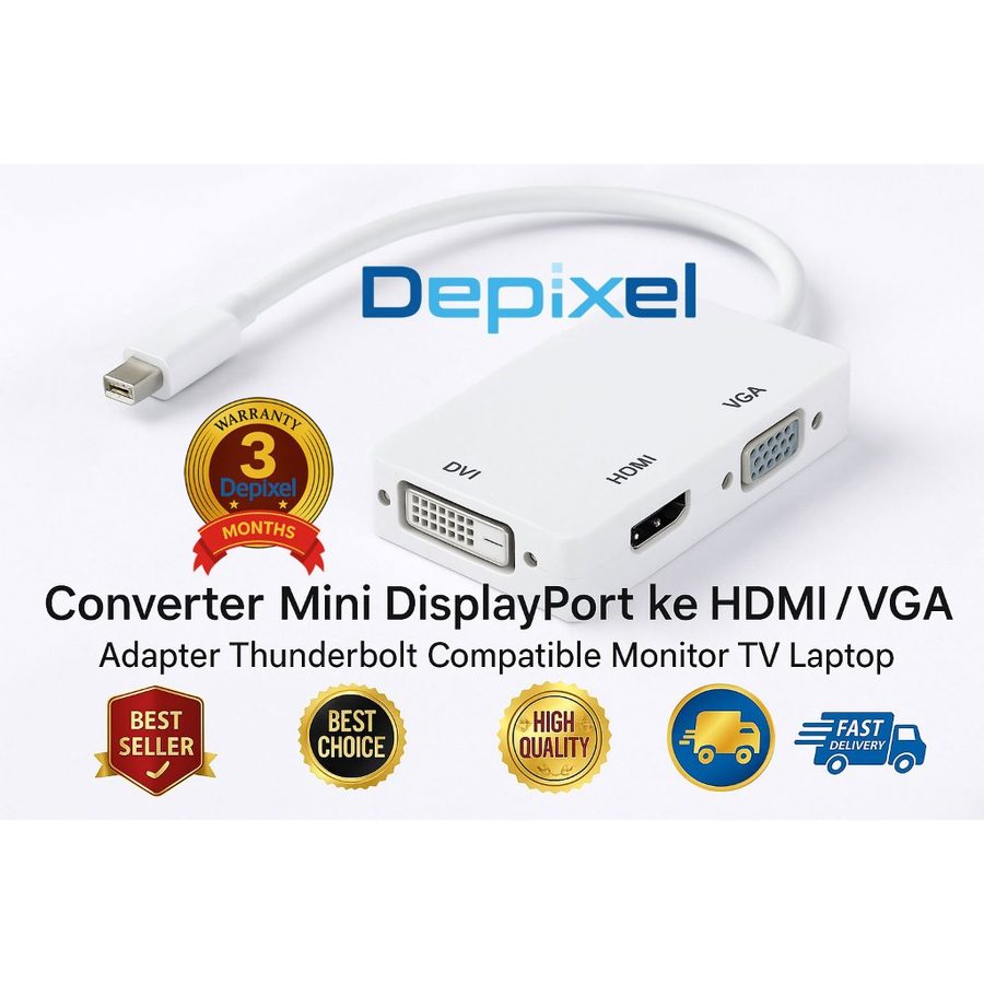 Converter Mini DP DisplayPort To HDMI DVI VGA Adapter 1080p Thunderbolt Macbook Windows Laptop