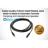 Kabel Audio AUX 3.5mm Gold Plated Male to Male Extender Speaker Headphone 1.5m 3m 5m - foto 4