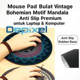 Mouse Pad Bulat Vintage Bohemian Motif Mandala Anti Slip Diameter 20cm Estetik - foto 3