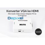 Konverter VGA to HDMI Active Mini Audio Video Output Adapter PC ke TV Projector Converter DC 5v - foto 3