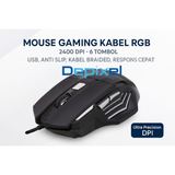 Mouse Gaming Kabel RGB 2400 DPI 6 Tombol USB Anti Slip Kabel Braided Respons Cepat - foto 3