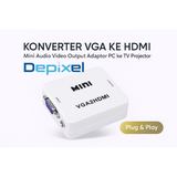 Konverter VGA to HDMI Active Mini Audio Video Output Adapter PC ke TV Projector Converter DC 5v - foto 2