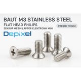 Baut M3 Flat Head Stainless Stell Philips 3mm Screw Sekrup 5pcs - foto 3