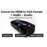 Converter HDMI Female to VGA Female + Audio – Output Video Jernih, Plug & Play - foto 1
