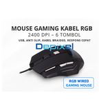 Mouse Gaming Kabel RGB 2400 DPI 6 Tombol USB Anti Slip Kabel Braided Respons Cepat - foto 2