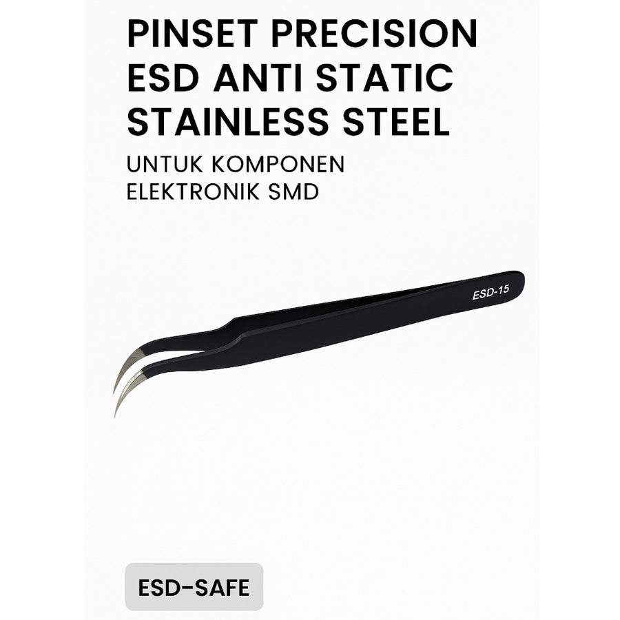 Pinset Precision ESD Anti Static Stainless Steel untuk Komponen Elektronik SMD