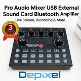 Depixel Pro Audio Mixer Sound Card USB Bluetooth Amplifier untuk Live Streaming Podcast Karaoke - foto 2