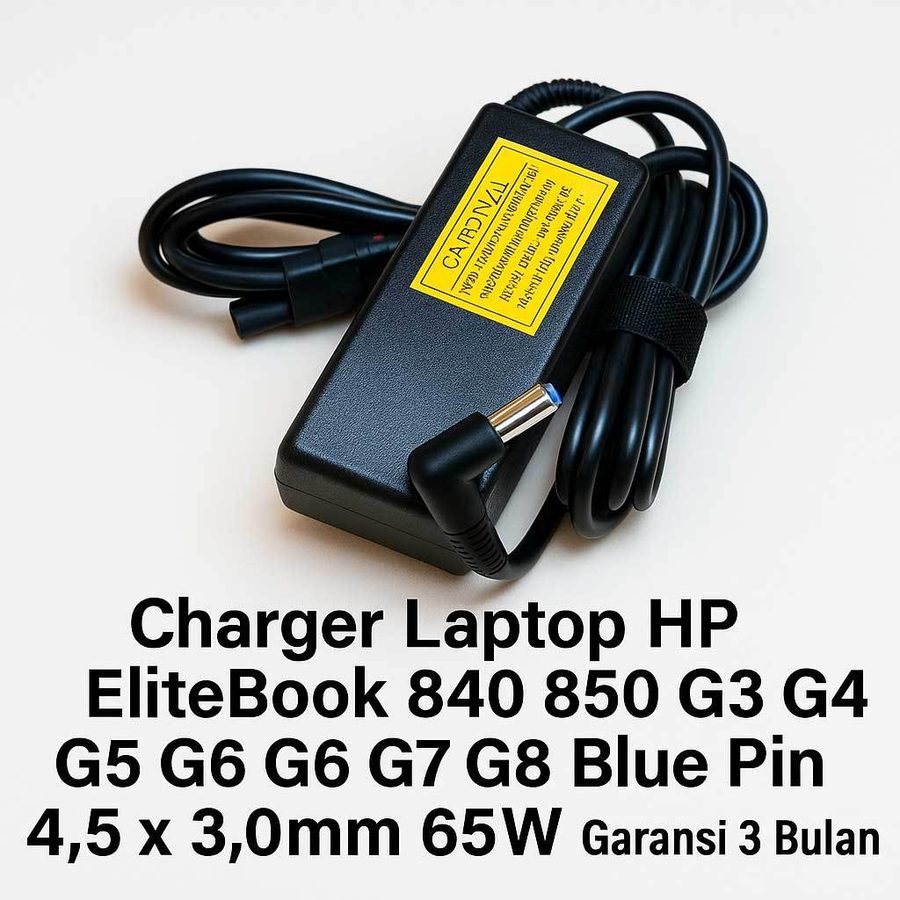 Adaptor Charger HP EliteBook 840 850 G6 G7 G8 Blue Pin 4.5x3.0mm 65W Ori Garansi 3 Bulan