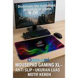 Mouse Pad Gaming RGB LED Glowing 80x30cm Desk Mat Anti Slip XL Besar PC Laptop USB - foto 1