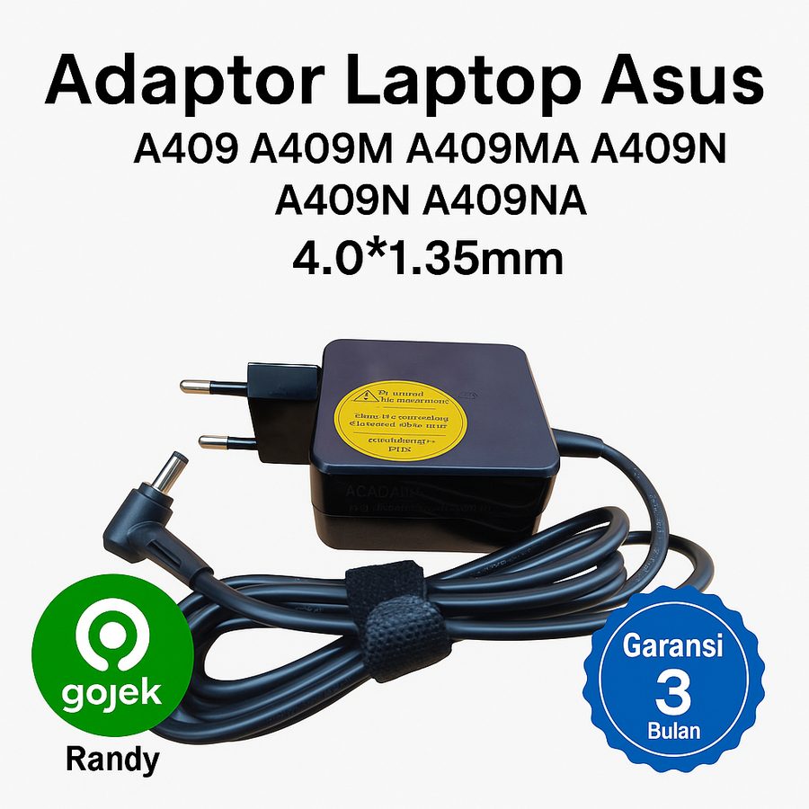 Charger Adaptor Casan Asus X403 X407 X409 X509 X543 4.0x1.35mm 19V 1.75A 33W