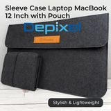 Sleeve Case Laptop MacBook 12 Inch with Pouch Felt Premium Slim Ringan Abu-abu - foto 1