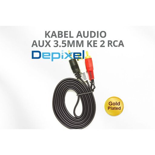 Kabel Audio AUX 3.5mm ke 2 RCA Gold Plat