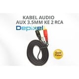Kabel Audio AUX 3.5mm ke 2 RCA Gold Plated – Stereo Jack to RCA Male TV Speaker Amplifier - foto 1