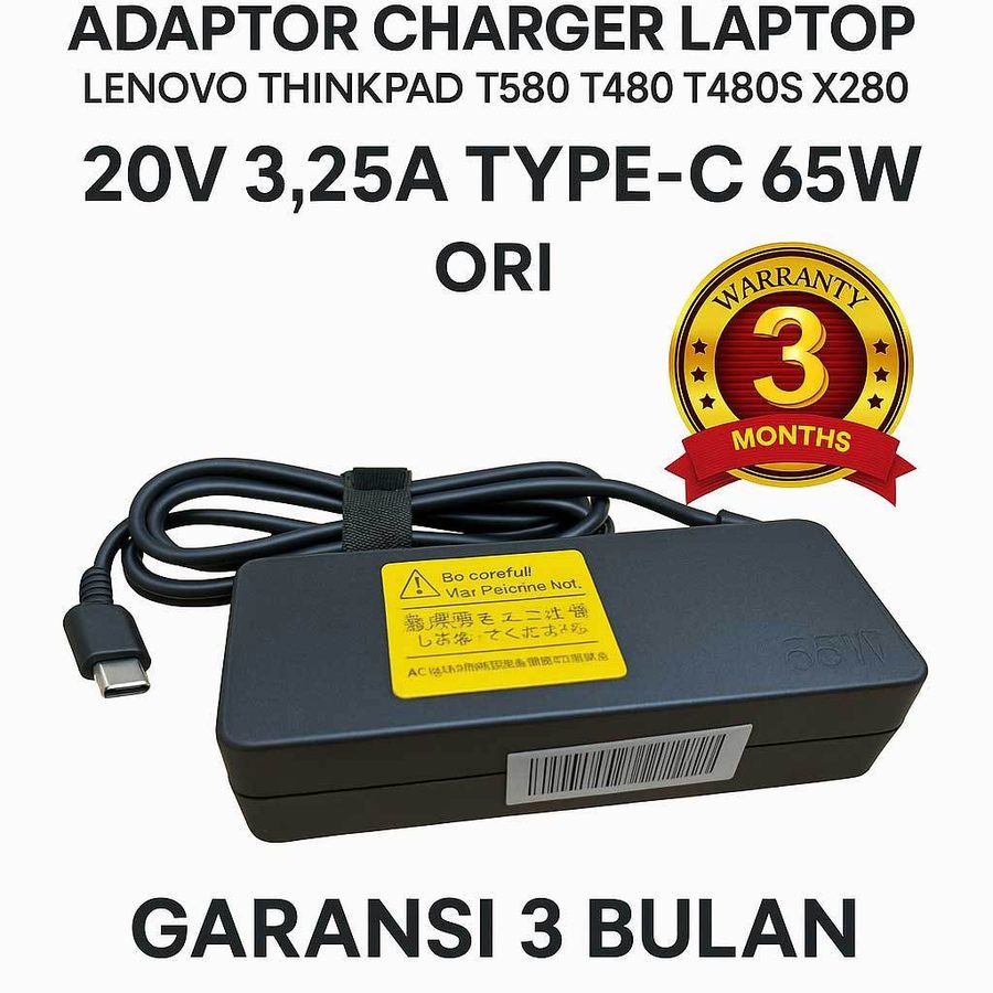 Charger Casan Type C 65W USB-C 20V 3.25A ThinkPad T480 T480s T580 X280 PD 3.0