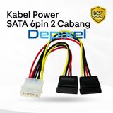 Kabel Power SATA 6 Pin 2 Cabang Molex ke SATA HDD Hard Disk Power Connector 18cm - foto 1