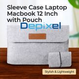 Sleeve Case Laptop MacBook 12 Inch with Pouch Felt Premium Slim Ringan Abu-abu - foto 2
