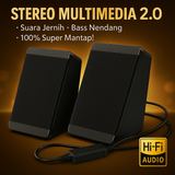Speaker Stereo Mini Multimedia Laptop PC Komputer USB 2.0 Suara Jernih Bass HiFi Garansi 1 Tahun - foto 7