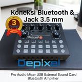 Depixel Pro Audio Mixer Sound Card USB Bluetooth Amplifier untuk Live Streaming Podcast Karaoke - foto 3