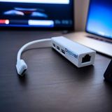 Hub USB Type C Type A to LAN RJ45 Ethernet 100Mbps 3 Port USB 2.0 Adapter Laptop MacBook Depixel - foto 7