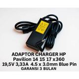 Adaptor Charger HP Pavilion X360 14-cf 14-cd 14-dh 14-dw Blue Pin 4.5x3.0mm 65W Ori Garansi 3 Bulan - foto 1