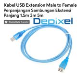 Kabel USB Extension Male to Female 1.5M 3M 5M Perpanjangan Sambungan USB 2.0 Printer - foto 4