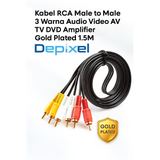 Kabel RCA to RCA Male to Male 3 ke 3 Warna Audio Video AV TV DVD Amplifier Gold Plated 1.5 Meter - foto 4