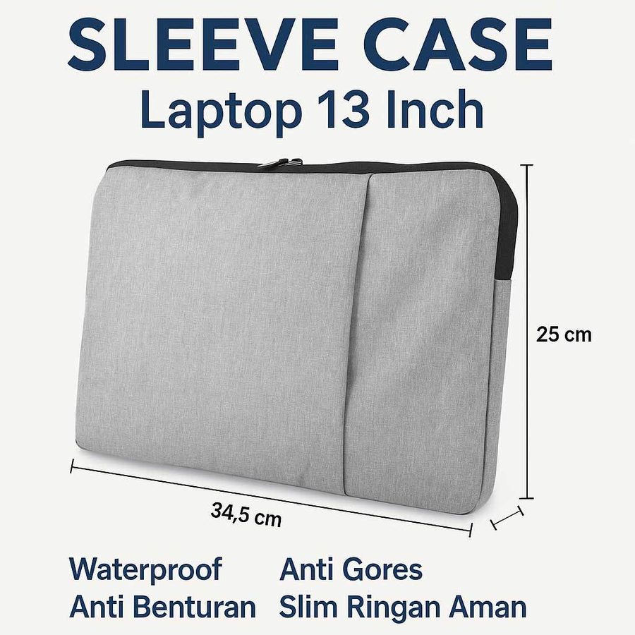 Sleeve Case Laptop 13 Inch Waterproof Anti Gores Anti Benturan Slim Ringan Ritsleting Aman
