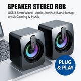Speaker Desktop Stereo RGB Laptop PC USB 3.5mm Jack Bass Full Range 50mm Gaming Multimedia - foto 6
