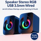 Speaker Desktop Stereo RGB Laptop PC USB 3.5mm Jack Bass Full Range 50mm Gaming Multimedia - foto 8