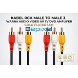 Kabel RCA to RCA Male to Male 3 ke 3 Warna Audio Video AV TV DVD Amplifier Gold Plated 1.5 Meter - foto 3