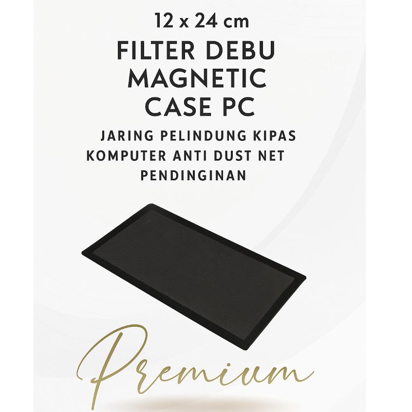 Filter Debu Magnetic Case PC 12x24 cm Jaring Pelindung Kipas Anti Dust Bisa Dicuci Hitam