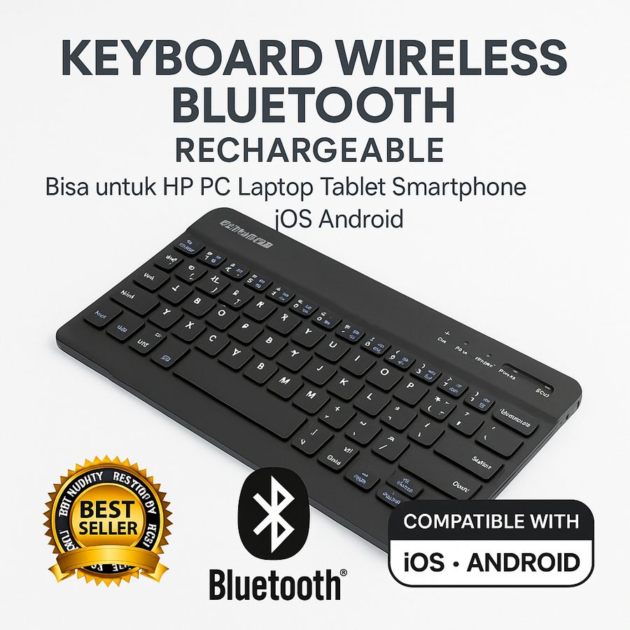 Keyboard Bluetooth Wireless Mini Rechargeable Android iOS Laptop Tablet Smartphone 9 Inch