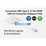 USB Type C to HDMI 3in1 Converter Adapter Hub 4K 30Hz Aluminium Multiport Macbook Laptop Depixel - foto 7