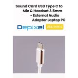 Soundcard Eksternal USB Type C to 3.5mm Headset Mic Laptop PC External Audio Adapter No Driver - foto 3