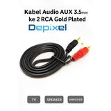 Kabel Audio AUX 3.5mm ke 2 RCA Gold Plated – Stereo Jack to RCA Male TV Speaker Amplifier - foto 3